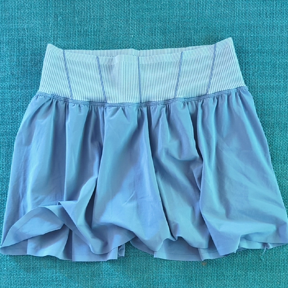 Aerie Blue Smocked Bubble Mini Skirt